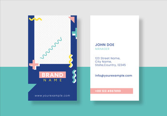 Creative Vertical Business Card Template with Image Placeholder and Double-Side.