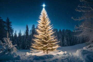 christmas tree with snow Created using generative AI tools