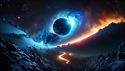 Illustration of Universe | View from an alien planet | AI generated