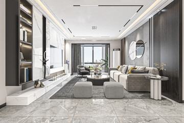 Smart Living Room with Cozy furniture, Elegant sofa collection, unique white celling interior