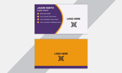 Double-sided creative business card vector design template. Business card for business and personal use. Vector illustration design. Horizontal layout, Print 
Double-sided creative business card 
