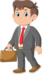 Cartoon businessman holding a briefcase