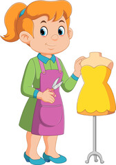 A woman enjoying their hobbies. creating fashion clothes designs. Fashion designer