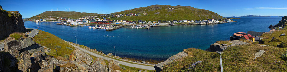 Fototapeta na wymiar Panoramic view of Havoysund, Troms og Finnmark county, Norway, Europe 