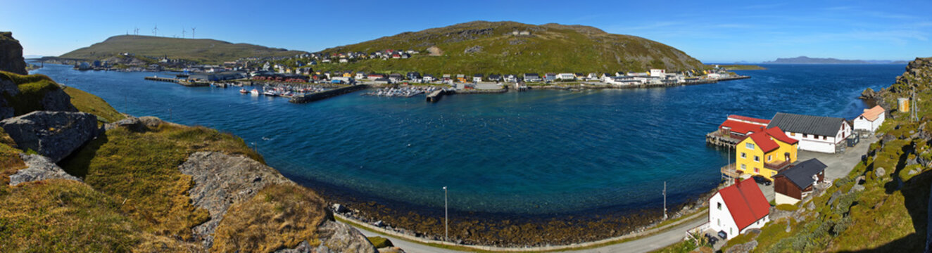 Panoramic view of Havoysund, Troms og Finnmark county, Norway, Europe
