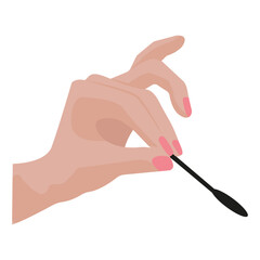 Hands with cosmetics. Beauty salon. Manicure, makeup. Vector illustration