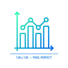 Combo chart gradient linear vector icon. Sales performance. Economic report. Project progress. Data analytics. Thin line color symbol. Modern style pictogram. Vector isolated outline drawing