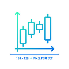 Candlestick chart gradient linear vector icon. Forex trading. Professional sales. Stock market. Financial investment. Thin line color symbol. Modern style pictogram. Vector isolated outline drawing