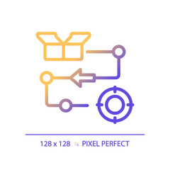 Pixel perfect gradient delivery process icon, isolated vector, product management thin line illustration.