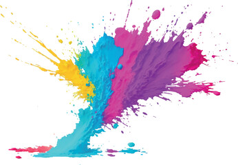 Fototapeta na wymiar Colorful Ink Splash, Paint Splatter powder festival explosion burst isolated white background, Watercolor stain