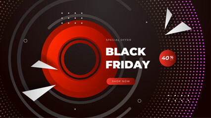 black friday red and black abstract banner design