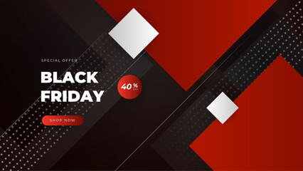 Black friday sale banner with red and black with texture background