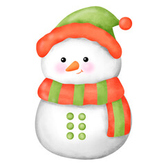 Cartoon Snowman Wearing a Hat and Scarf in Winter Wonderland"