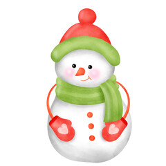 Cartoon Snowman Wearing a Hat and Scarf in Winter Wonderland"