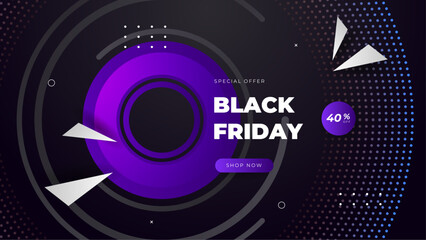 Obraz na płótnie Canvas Black friday sale banner background with black and purple. 3d vector illustration.
