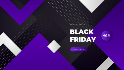 black friday sale abstract polygonal black and purple background banner design