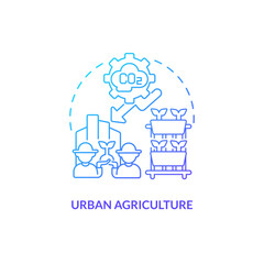 2D gradient urban agriculture icon representing vertical farming and hydroponics concept, isolated vector, thin line illustration.