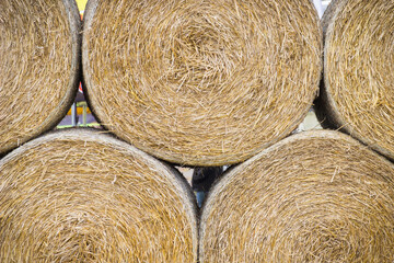 Bales of hay or straw. Background or wallpaper texture
