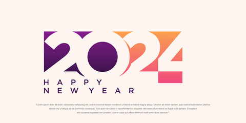 2024 Happy New Year logo text design. 2024 number design template. Vector illustration.