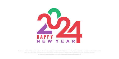 2024 Happy New Year logo text design. 2024 number design template. Vector illustration.