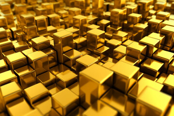 abstract background of gold cubes