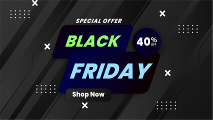 Colorful black friday sale banner design, black and pink color. Vector Illustration.