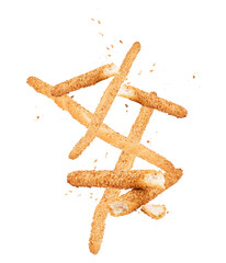 Bread sticks grissini with sesame seeds