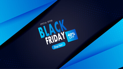 black Friday end of season, black Friday sale offer banner, discount 40 persent off vector illustration.