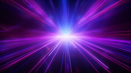 Abstract neon lights background with laser rays and glowing lines. Generative AI