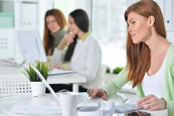young women working in modern office