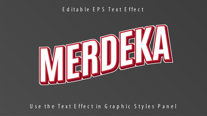 Editable EPS Text Effect of Merdeka for the Independence Day of Indonesia