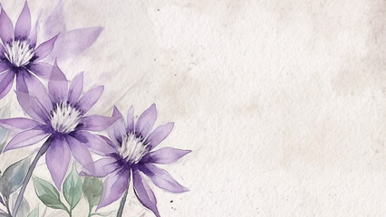 Obraz premium Abstract Floral Purple Flannel Flower Watercolor Background On Paper
