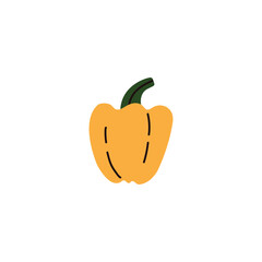 Yellow bell pepper vector flat illustration, cartoon pepper vegetable icon isolated on white background