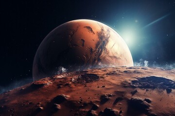 Illustration of Mars in a futuristic style. Generative AI