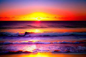 Fototapeta na wymiar sunset on the beach. Generative AI