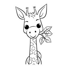 Fototapeta na wymiar Giraffe wearing a schoolbag, Coloring pages for kids black and white outline, children's book illustration style Coloring page for kids , Isolated, PNG ,SVG.