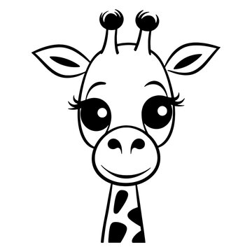 Giraffe wearing a schoolbag, Coloring pages for kids black and white outline, children's book illustration style Coloring page for kids , Isolated, PNG ,SVG.