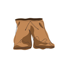 Vector illustration of plain shorts in light brown color on a white background