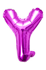 Y baloon alphabet pink fanta chrome foil 3D with white background