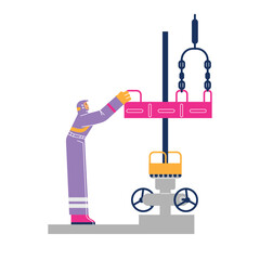 Man in special protective suit working in oil industry flat style