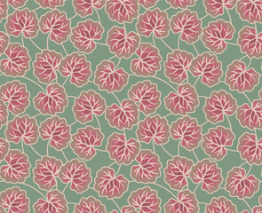 Japanese Leaf Vine Vector Seamless Pattern