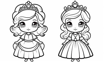 Bring the cartoon princess to life by coloring her detailed line art.