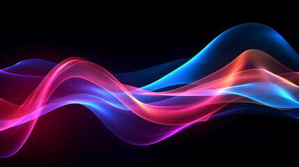 abstract colorful neon light glowing on dark background. fantasy and futuristic speedy line. generative AI