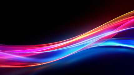 abstract colorful neon light glowing on dark background. fantasy and futuristic speedy line. generative AI
