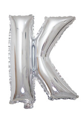 K baloon alphabet sIlver chrome foil 3D with white background