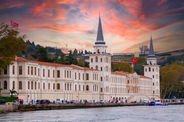 Kuleli Military High School, or Kuleli Askeri Lisesi, on shore of Bosphorus strait near to...