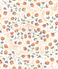 Fototapeta na wymiar Seamless floral pattern. Cute print for textiles. Tiny flowers painted with gouache on paper. Grunge texture.