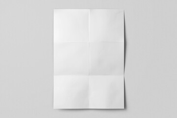 blank a4 six fold paper urban modern minimal portrait realistic poster flyer with texture mockup isolated in white background 
 - obrazy, fototapety, plakaty