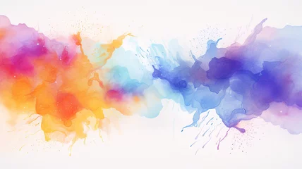 Poster Abstract and minimal watercolor background with colorful splashes of paint. Generative AI © theupperclouds