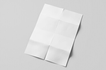 empty a4 eight folded paper urban modern minimal poster flyer with realistic texture mockup isolated in white background 